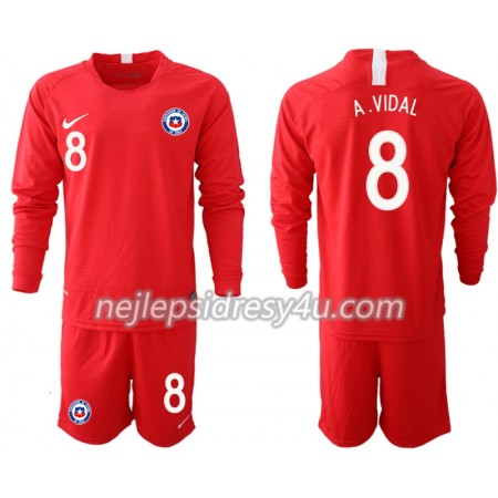 Fotbalový Dres Chile A. VIDAL 8 Dětské Domácí 2018/19 Dlouhý Rukáv